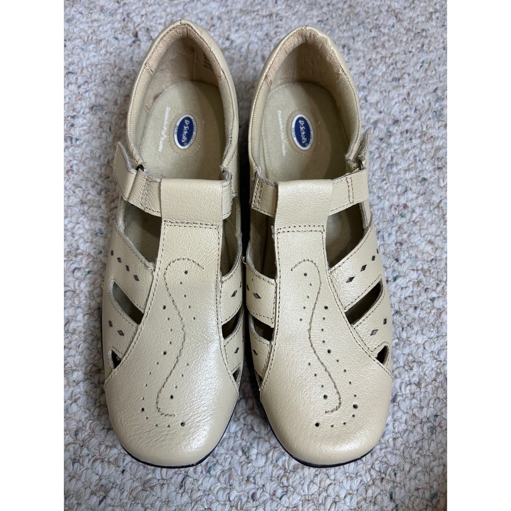 Dr Scholls Cream Leather Fisherman Flats Shoes Comfort Casual Adjustable‎ 10W